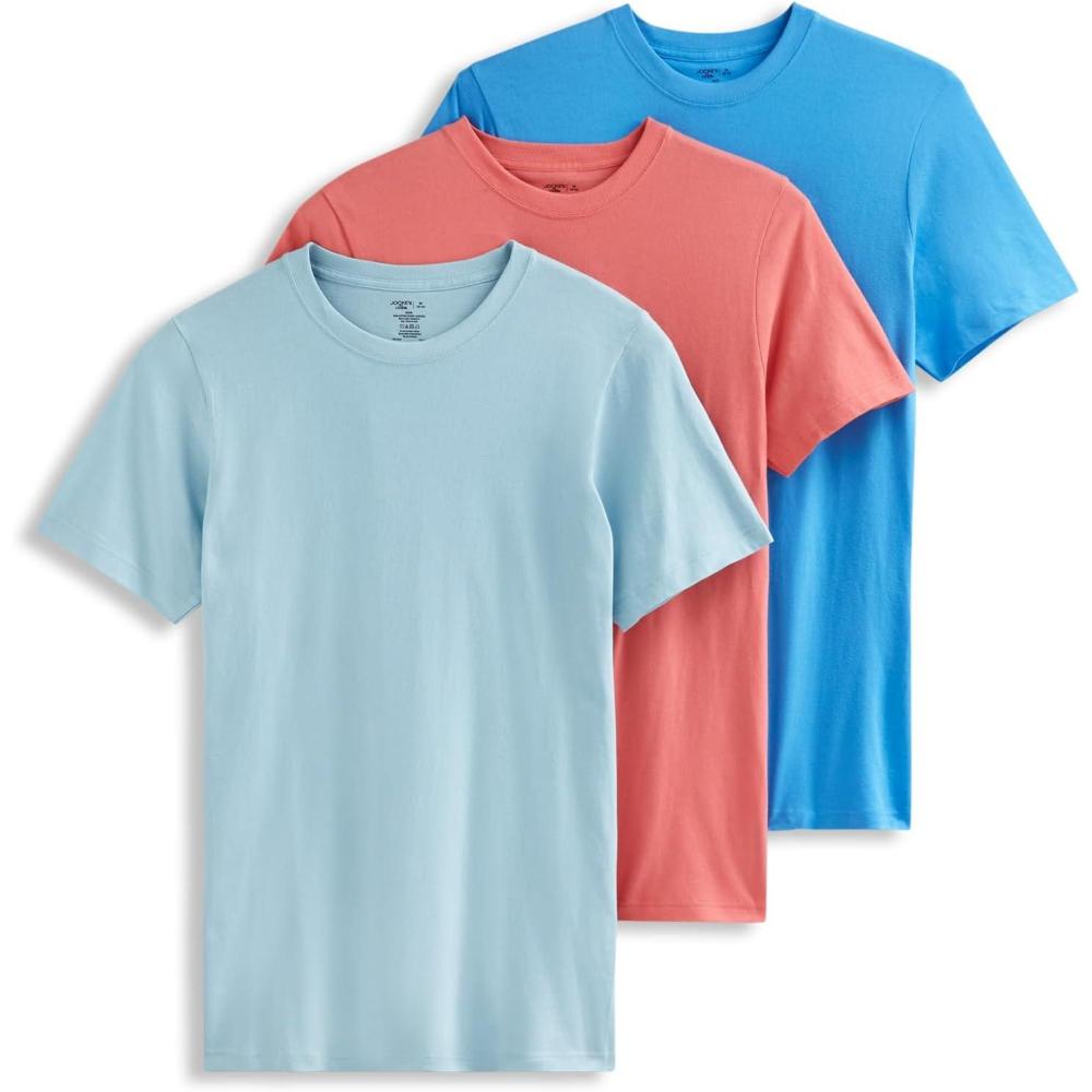 imageJockey TShirts for Men Crew Neck Undershirts Cotton Mens TShirts 3 PackCoral Drift