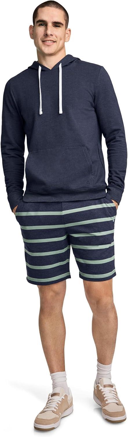 imageJockey Mens Loungewear Lightweight Cotton Blend Fleece 85 ShortLagoon Stripe