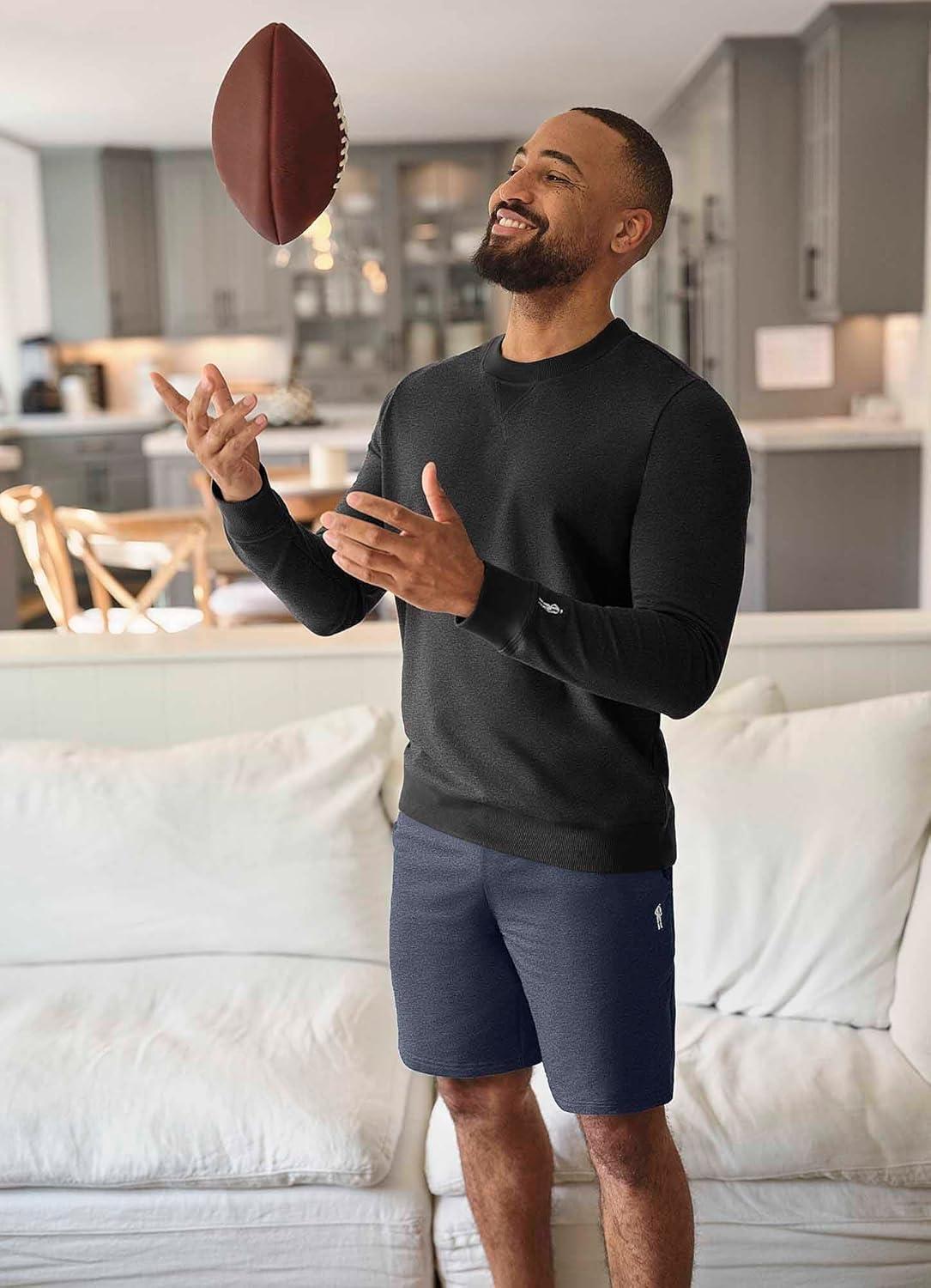imageJockey Mens Loungewear Lightweight Cotton Blend Fleece 85 ShortTrue Navy Heather
