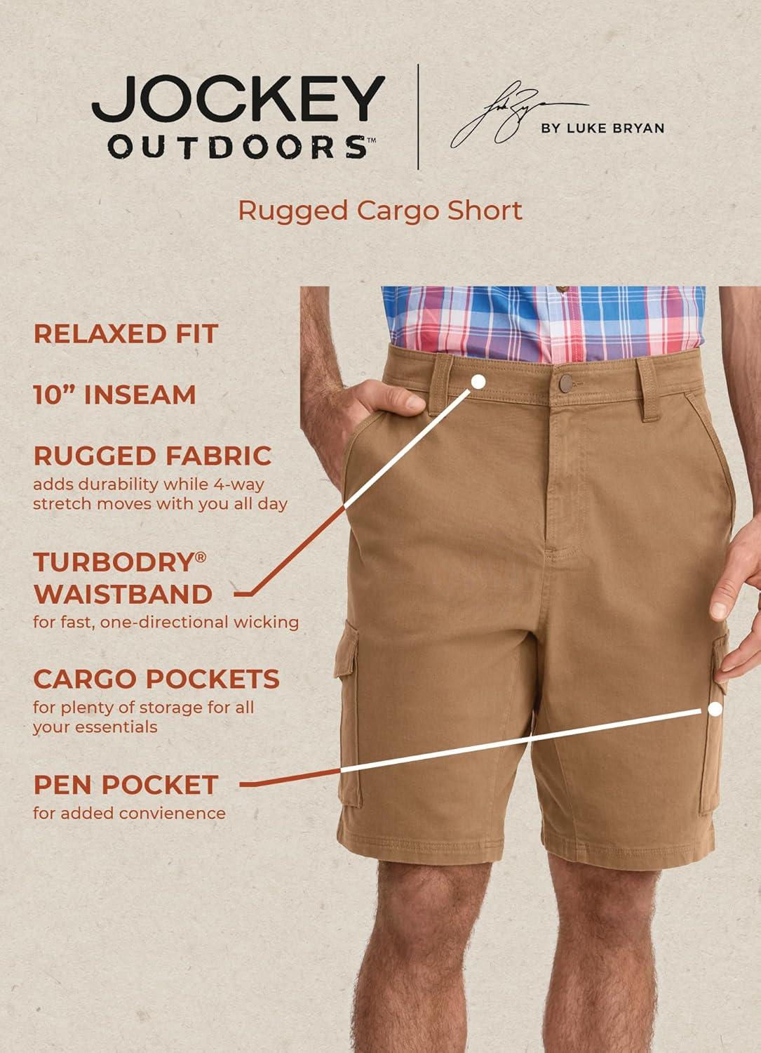 imageJockey Outdoors Mens Casualwear 10 Rugged Cargo ShortBattleship Grey