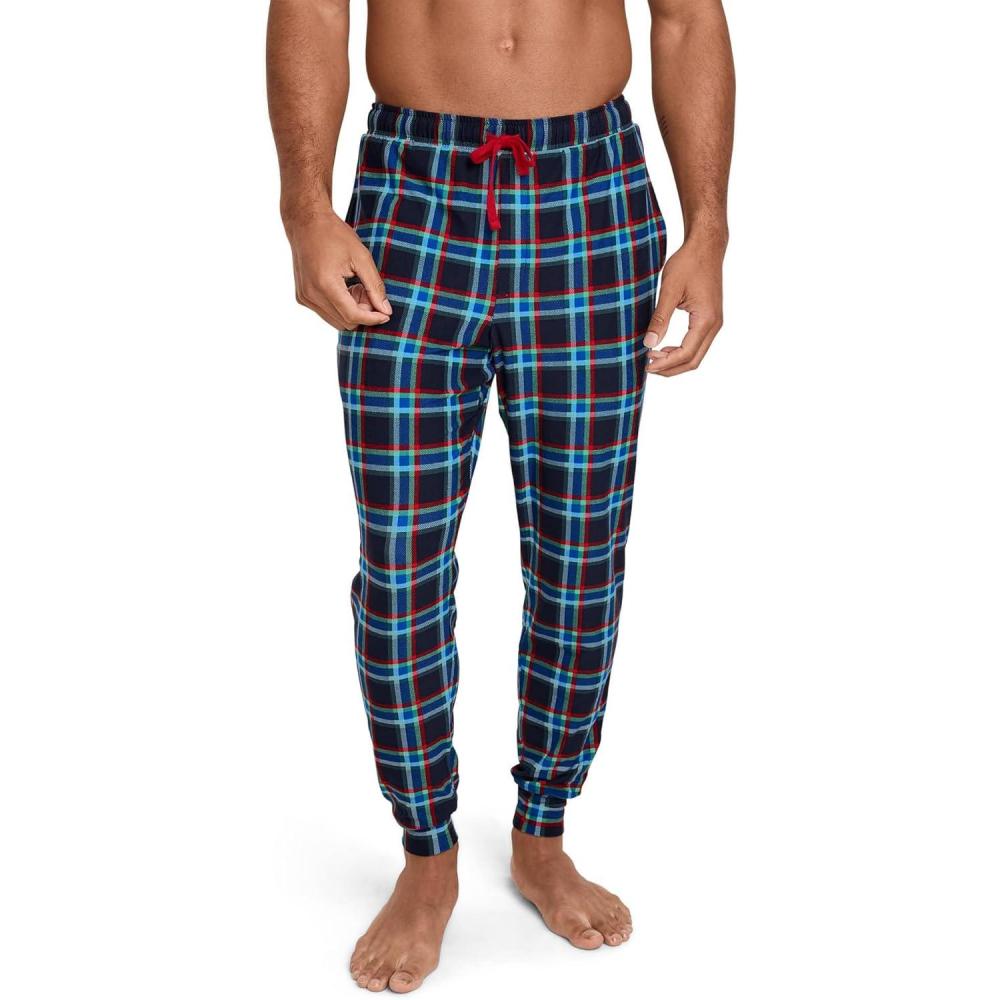 imageJockey Mens Sleepwear Ultra Soft Cooling Sleep JoggerNavy Wish Plaid