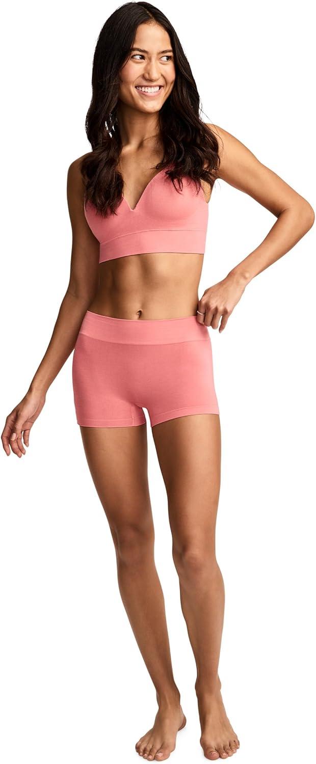 imageJockey Womens Underwear Seamfree Comfort Waist BoyshortCoral Pink