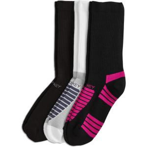 Jockey Women’s Socks Women’s Sport Crew Socks – 3 Pack(Black/White on Light Grey/Black on Fuchsia)