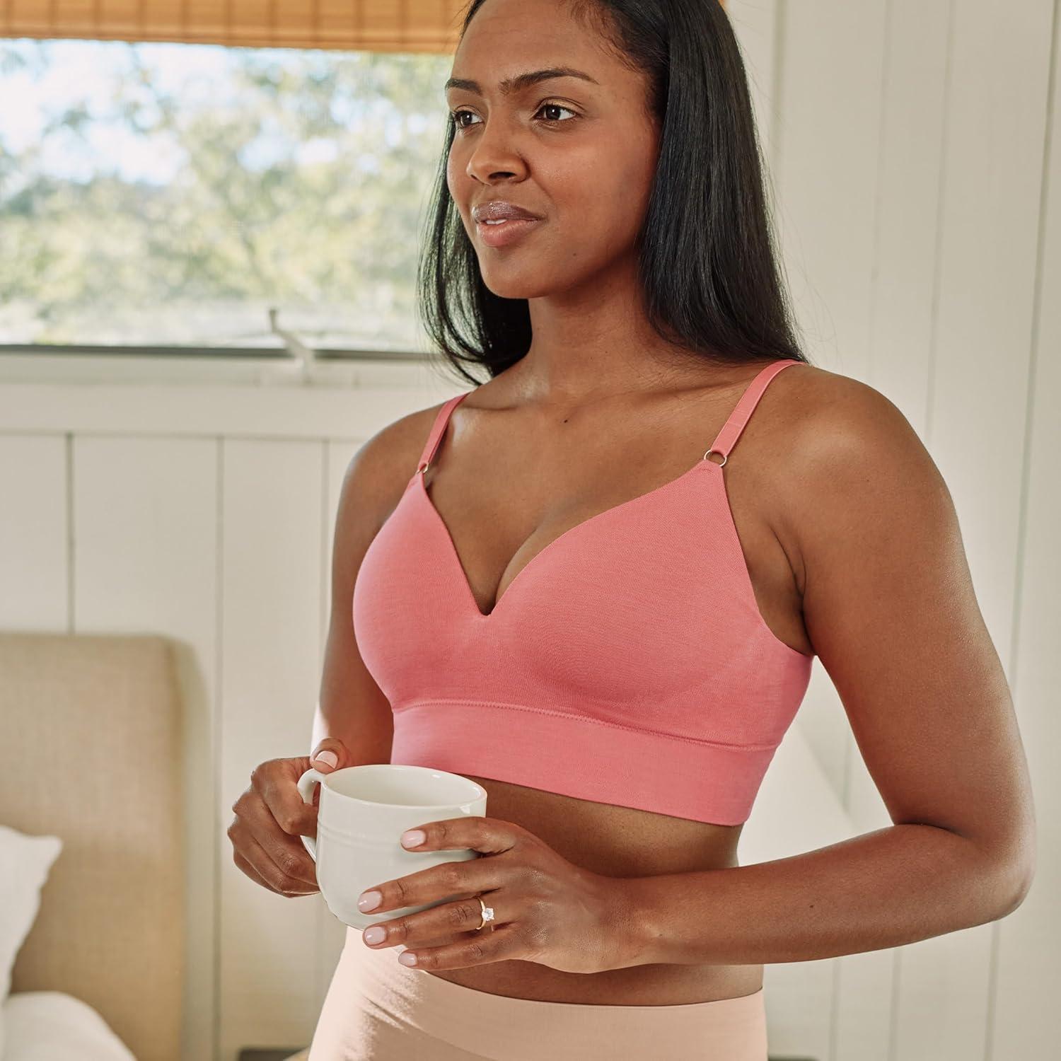 imageJockey Womens Bra Seamfree Smooth TShirt BraletteCoral Pink