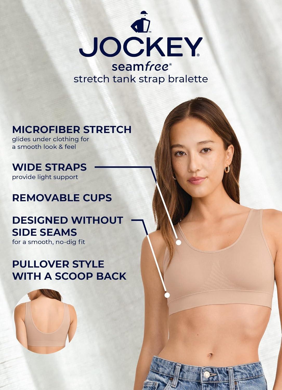 imageJockey Womens Bra Seamfree Stretch Tank Strap BralettePink Shadow