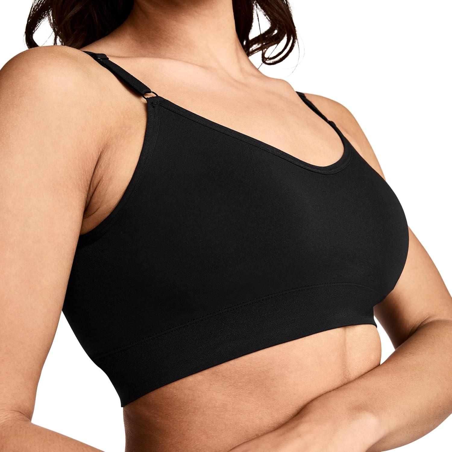 imageJockey Womens Bra Seamfree Back Smoothing Cami Strap BraletteBlack