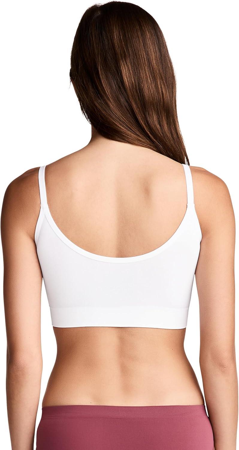 imageJockey Womens Bra Seamfree Back Smoothing Cami Strap BraletteWhite