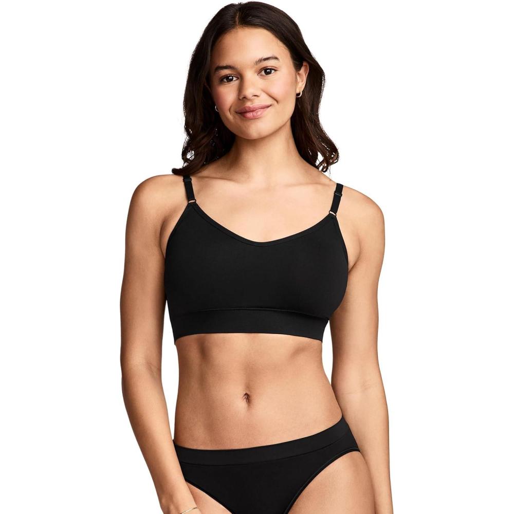 imageJockey Womens Bra Seamfree Back Smoothing Cami Strap BraletteBlack