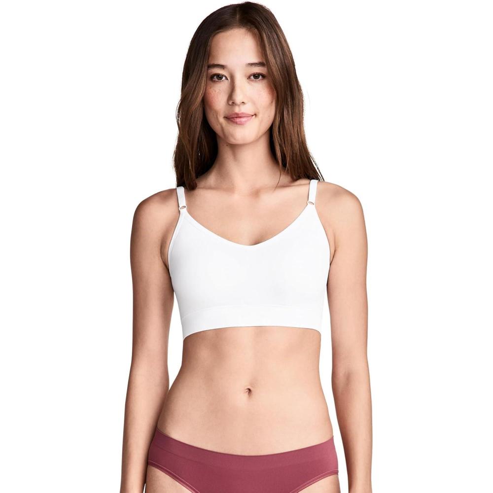 imageJockey Womens Bra Seamfree Back Smoothing Cami Strap BraletteWhite