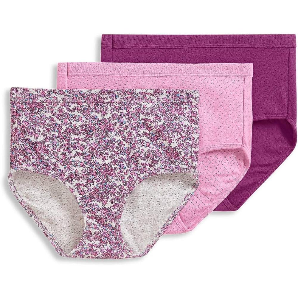 imageJockey Womens Underwear Elance Breathe Brief 3 PackLight RaspberryWindsor Floral BloomSweet Orchid