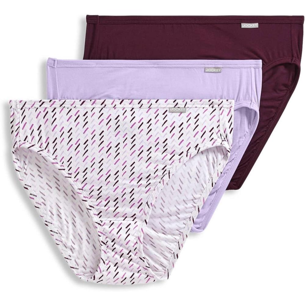 imageJockey Womens Underwear Supersoft French Cut 3 PackFerris White ChevronSheer LilacDeep Sangria