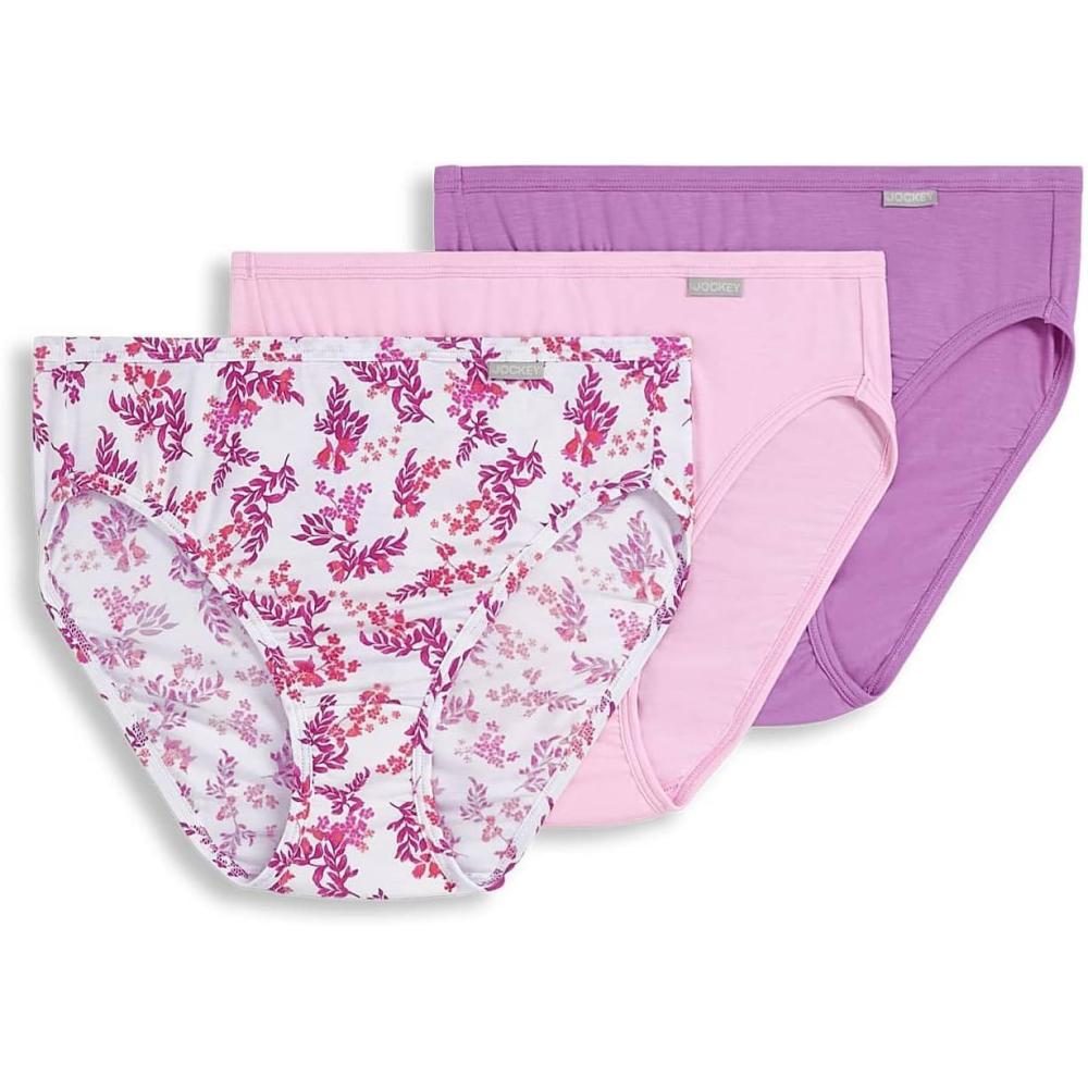 imageJockey Womens Underwear Supersoft French Cut 3 PackStrawberry GardenPink OpalLavender Scent