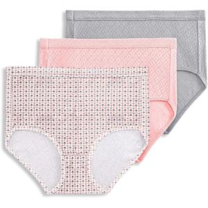 Jockey Women’s Underwear Elance Breathe Brief – 3 Pack(Silver Fox/Spotty Dot/Blushing Rose)