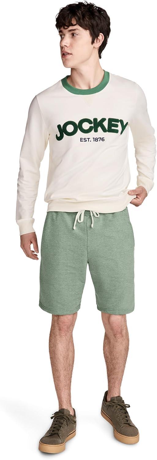 imageJockey Mens Loungewear Lightweight Cotton Blend Fleece 85 ShortEvergreen Mist