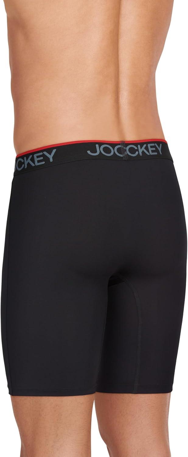 imageJockey Mens Underwear Chafe Proof Pouch Microfiber 85 Long Leg Boxer Brief 6 PackBlack
