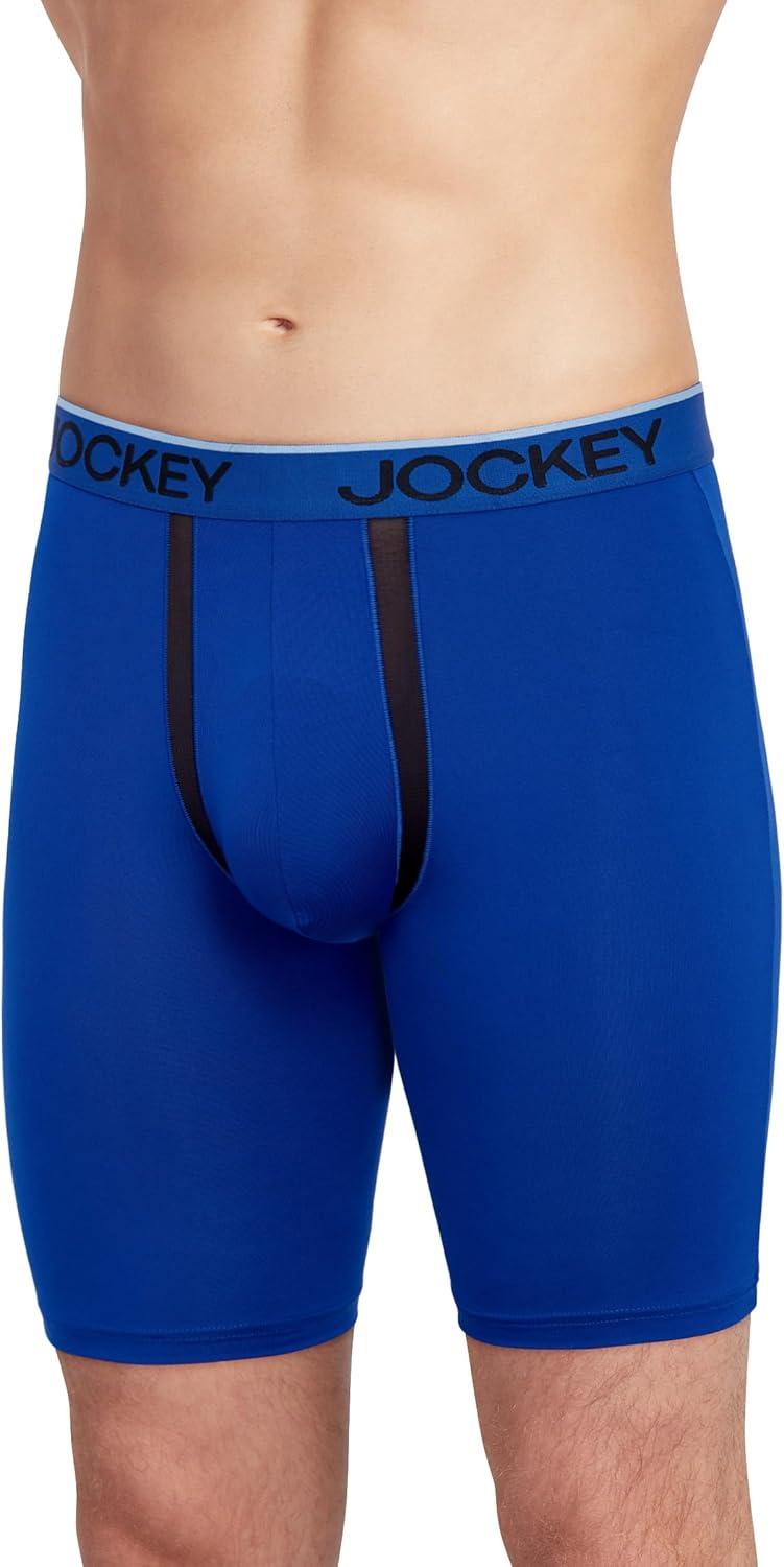 imageJockey Mens Underwear Chafe Proof Pouch Microfiber 85 Long Leg Boxer Brief 6 PackOcean Ash