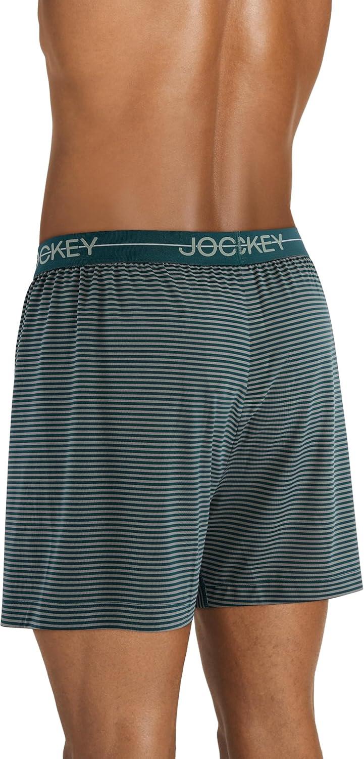 imageJockey Mens Underwear Active Microfiber 45 BoxerSlim Grey Stripe