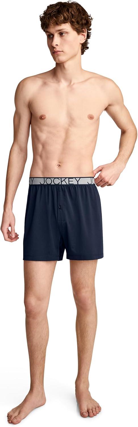 imageJockey Mens Underwear Active Microfiber 45 BoxerTrue Navy Blue
