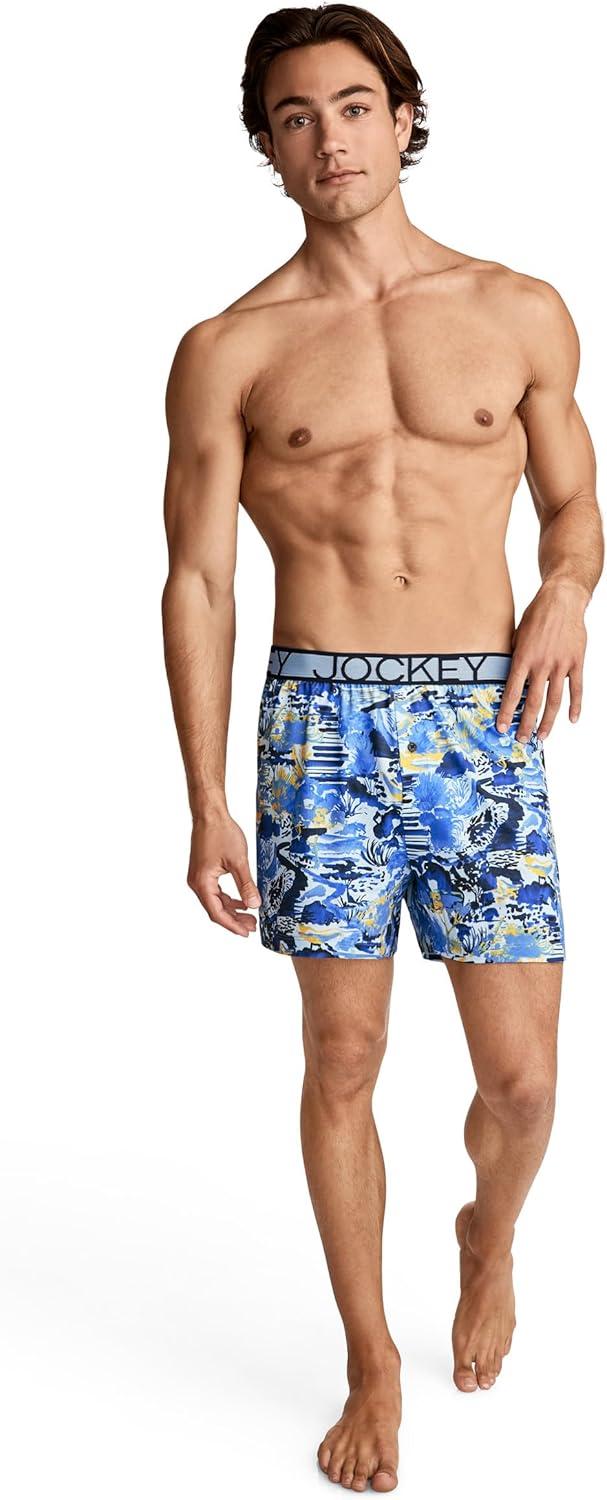 imageJockey Mens Underwear Active Microfiber 45 BoxerWatercolor Blue