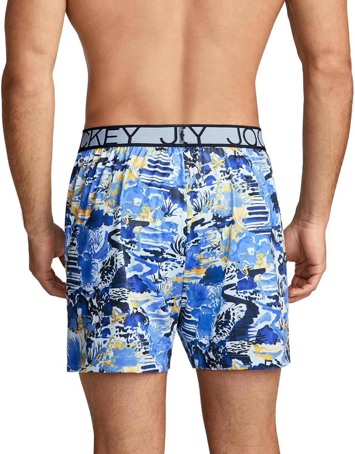 imageJockey Mens Underwear Active Microfiber 45 BoxerWatercolor Blue