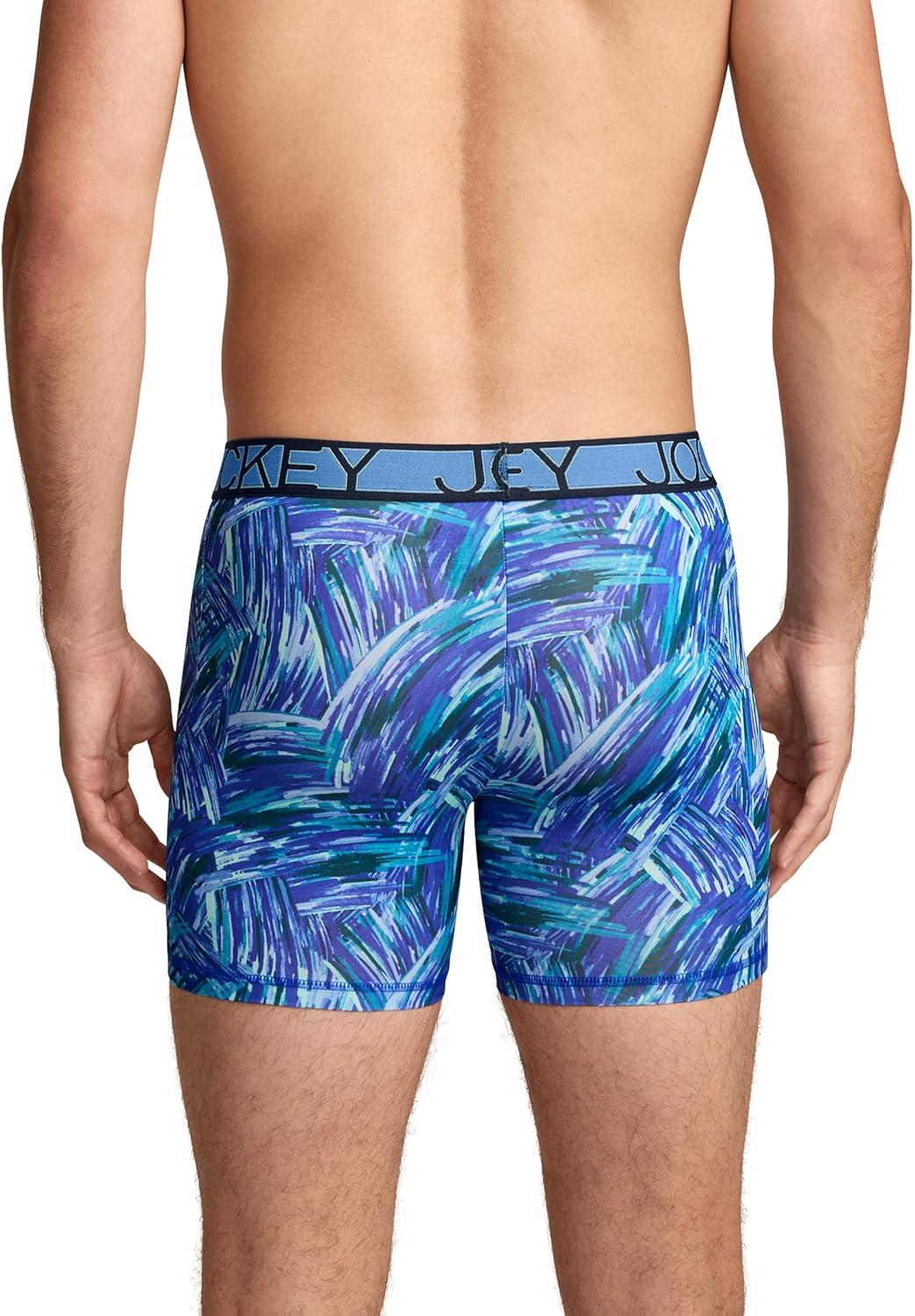 imageJockey Mens Underwear Active Microfiber 5 Boxer BriefAbstract Wave
