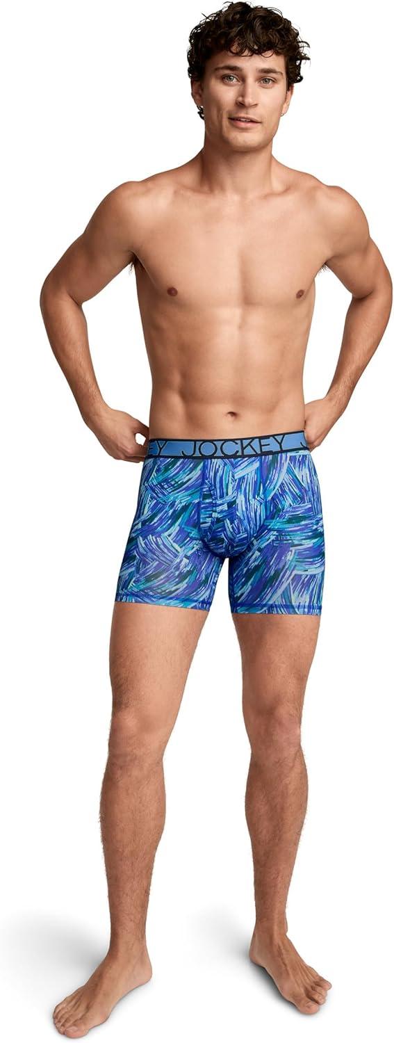 imageJockey Mens Underwear Active Microfiber 5 Boxer BriefAbstract Wave