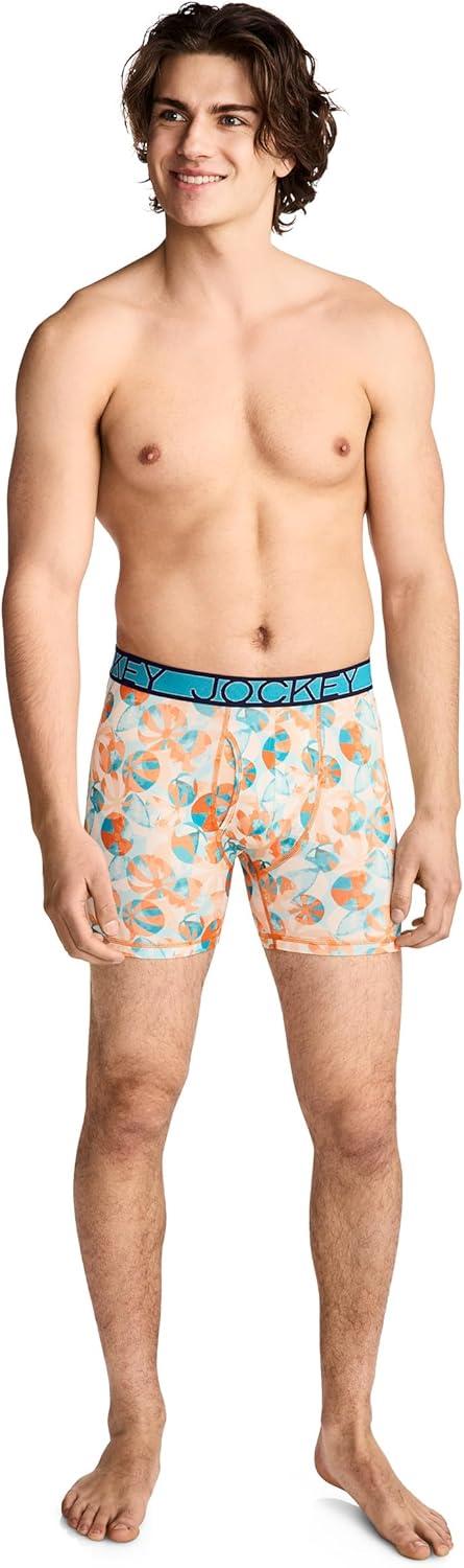 imageJockey Mens Underwear Active Microfiber 5 Boxer BriefBeach Toss
