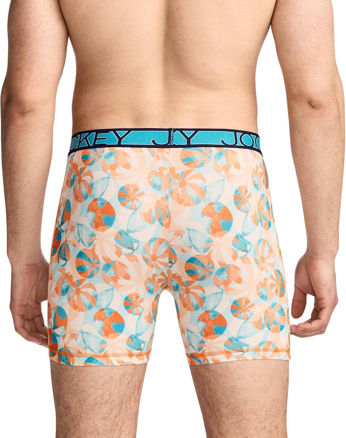 imageJockey Mens Underwear Active Microfiber 5 Boxer BriefBeach Toss