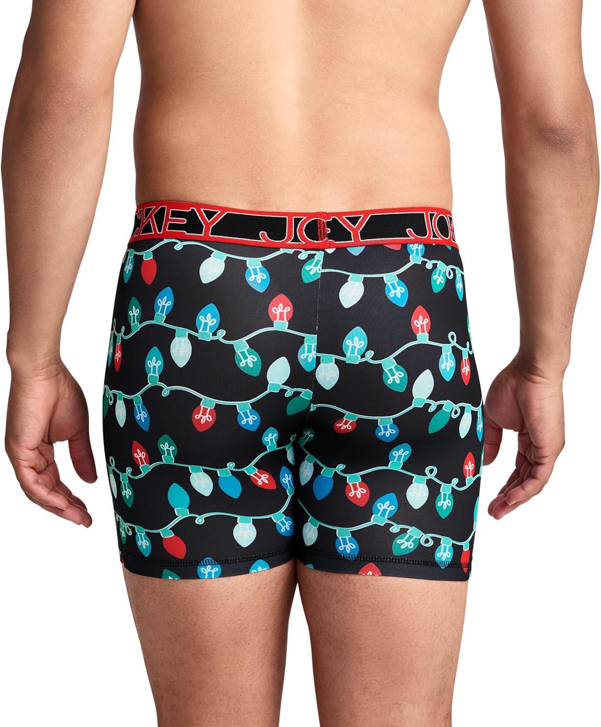 imageJockey Mens Underwear Active Microfiber 5 Boxer BriefBlack Lights