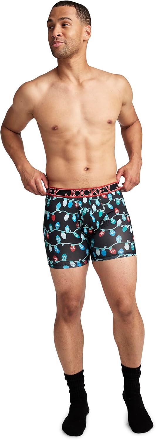 imageJockey Mens Underwear Active Microfiber 5 Boxer BriefBlack Lights