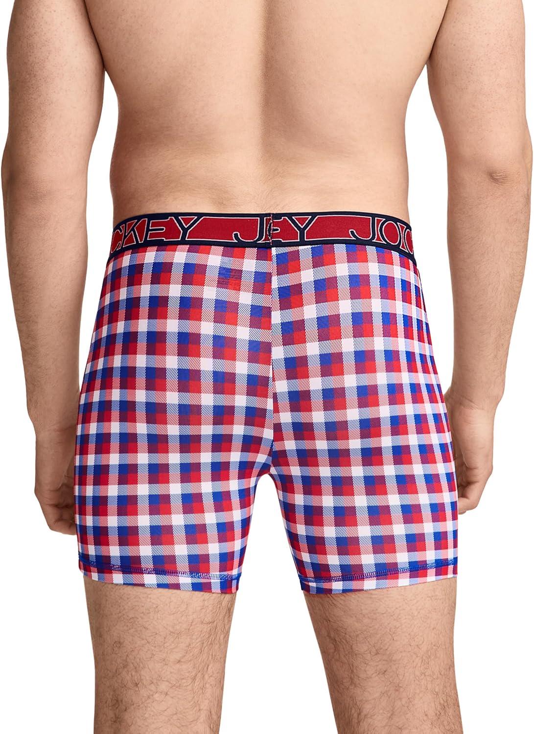 imageJockey Mens Underwear Active Microfiber 5 Boxer BriefCelebrate Plaid