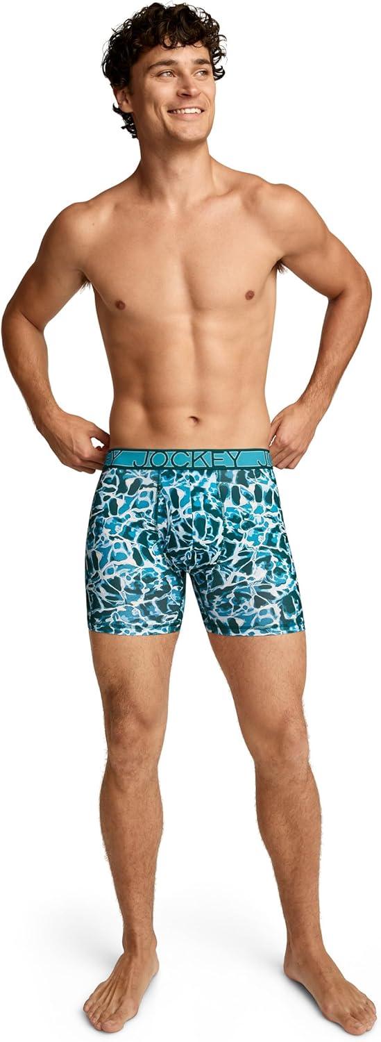 imageJockey Mens Underwear Active Microfiber 5 Boxer BriefClear Lake