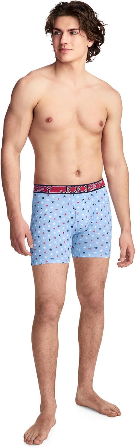 imageJockey Mens Underwear Active Microfiber 5 Boxer BriefDuo Stars