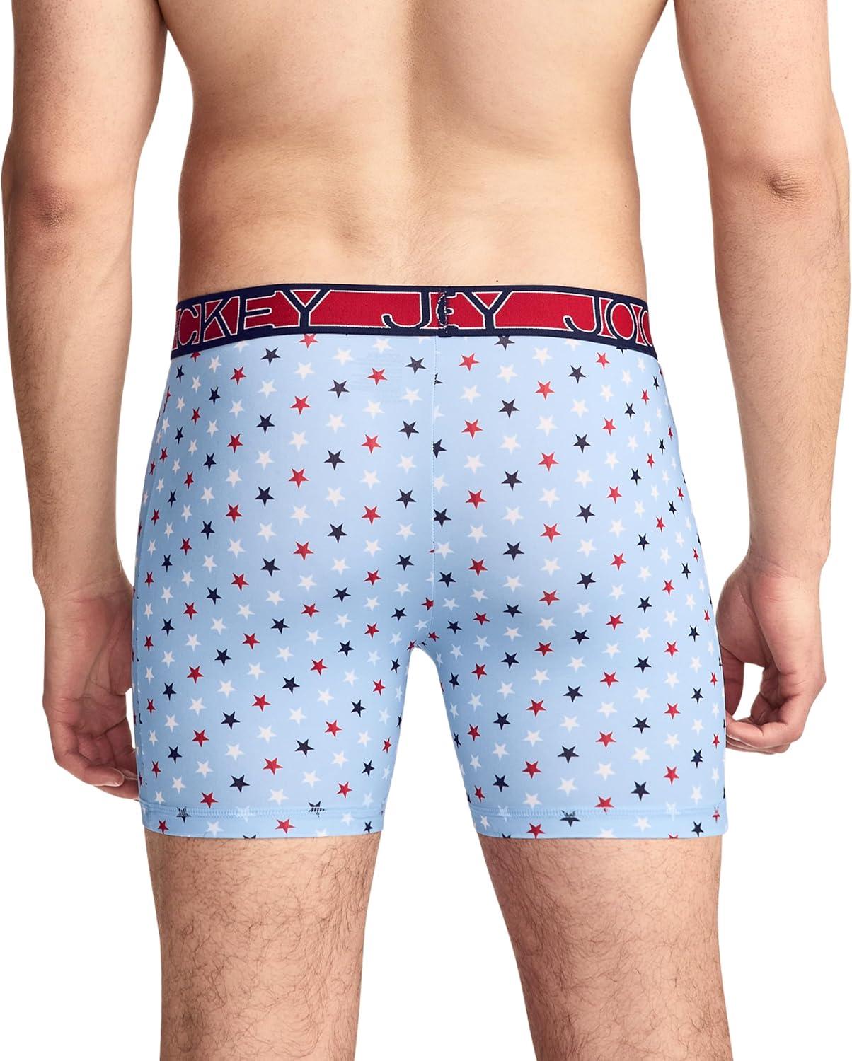 imageJockey Mens Underwear Active Microfiber 5 Boxer BriefDuo Stars