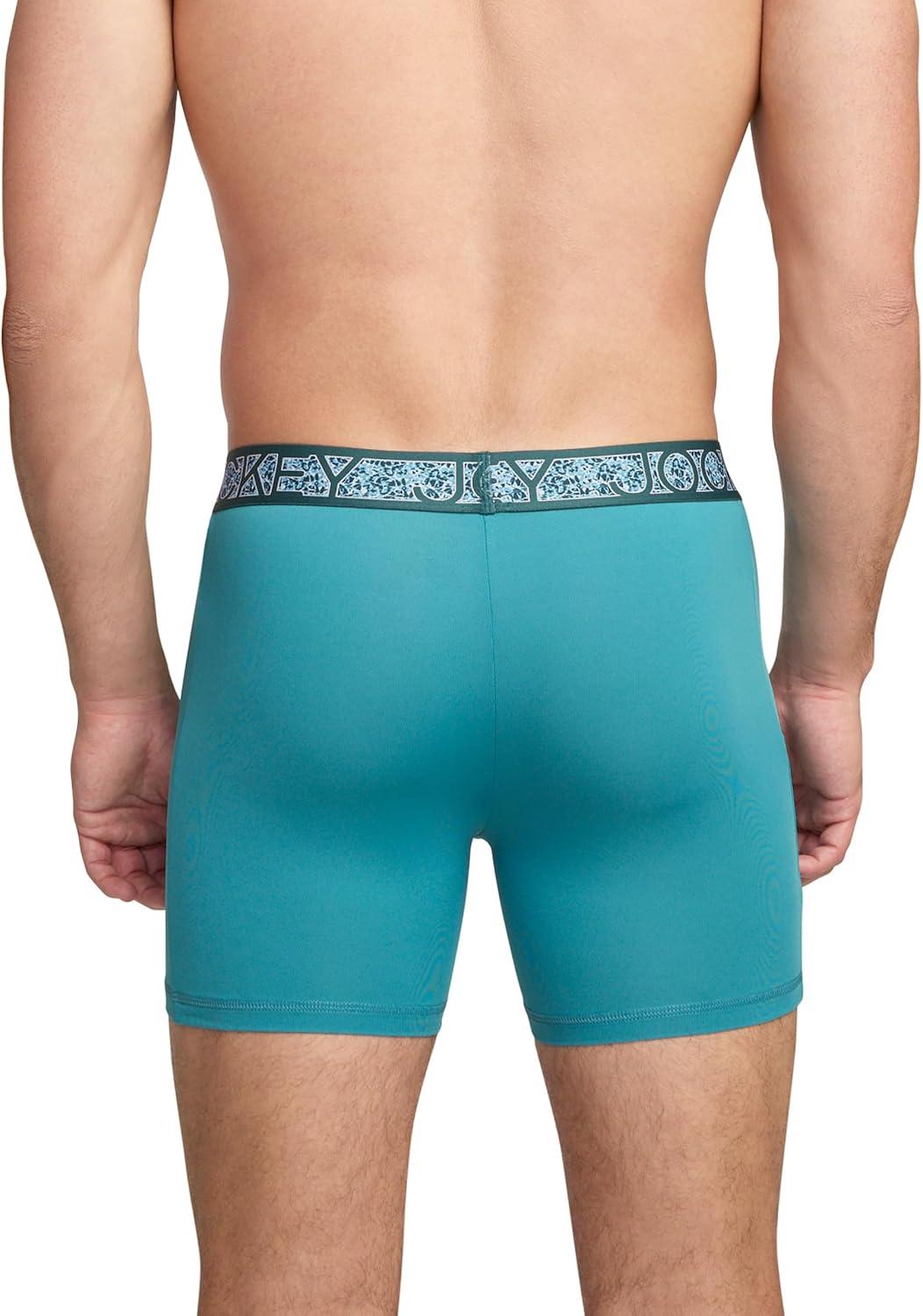 imageJockey Mens Underwear Active Microfiber 5 Boxer BriefEmpress Teal