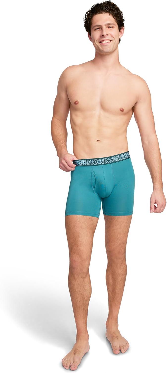 imageJockey Mens Underwear Active Microfiber 5 Boxer BriefEmpress Teal
