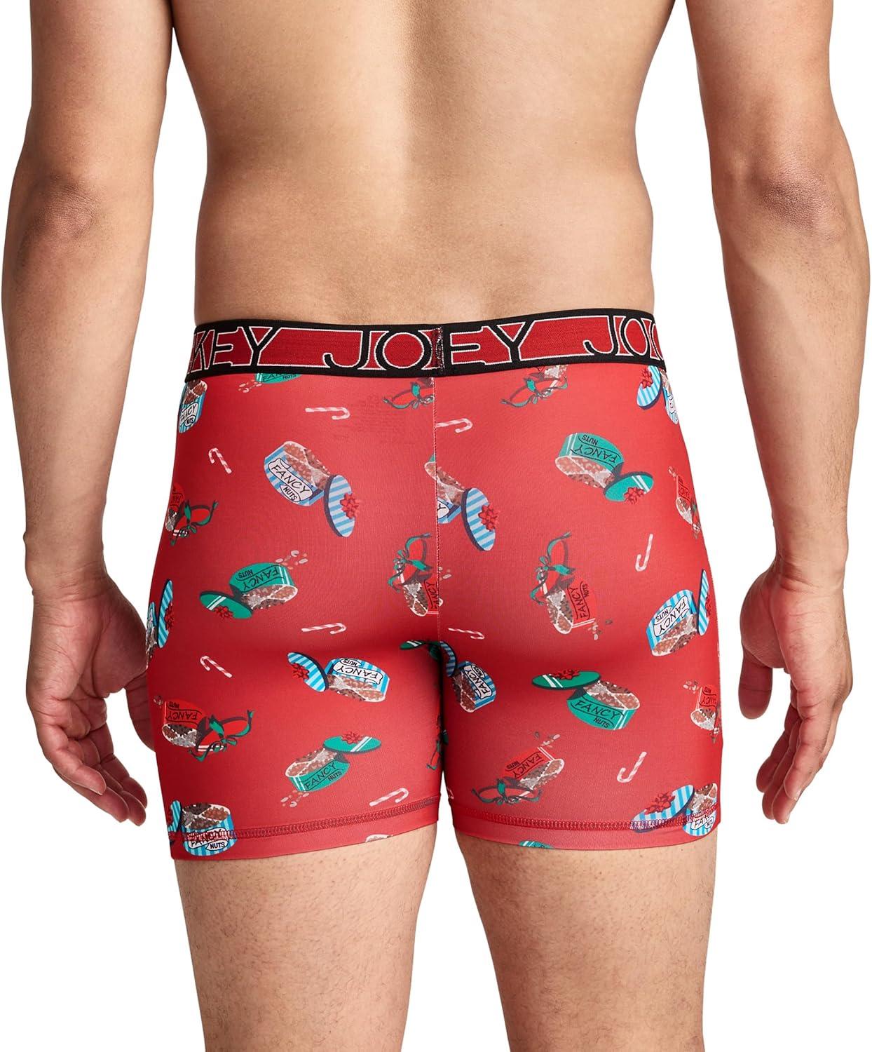 imageJockey Mens Underwear Active Microfiber 5 Boxer BriefFancy Red