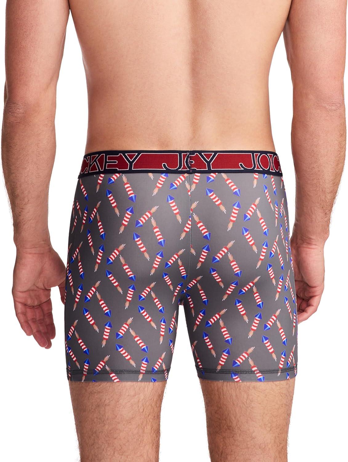 imageJockey Mens Underwear Active Microfiber 5 Boxer BriefFirecracker