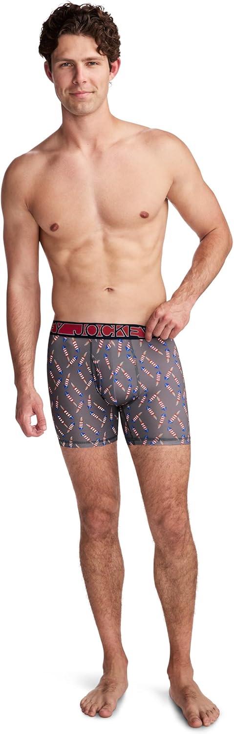 imageJockey Mens Underwear Active Microfiber 5 Boxer BriefFirecracker