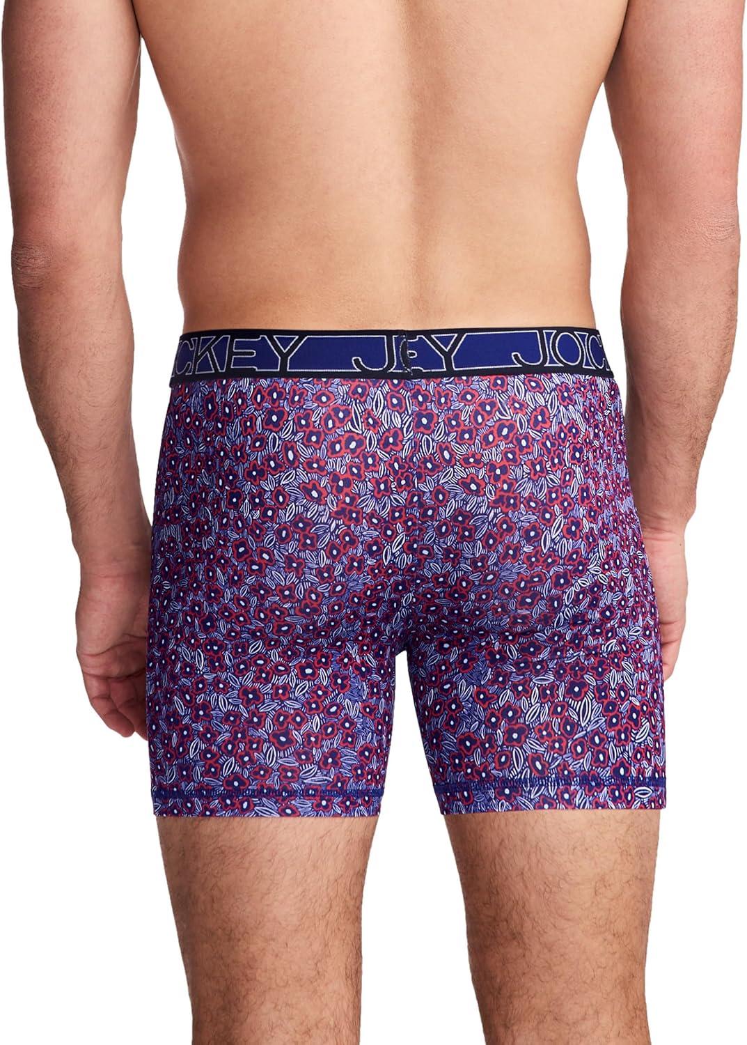 imageJockey Mens Underwear Active Microfiber 5 Boxer BriefFlower Spark