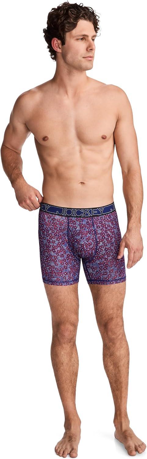 imageJockey Mens Underwear Active Microfiber 5 Boxer BriefFlower Spark