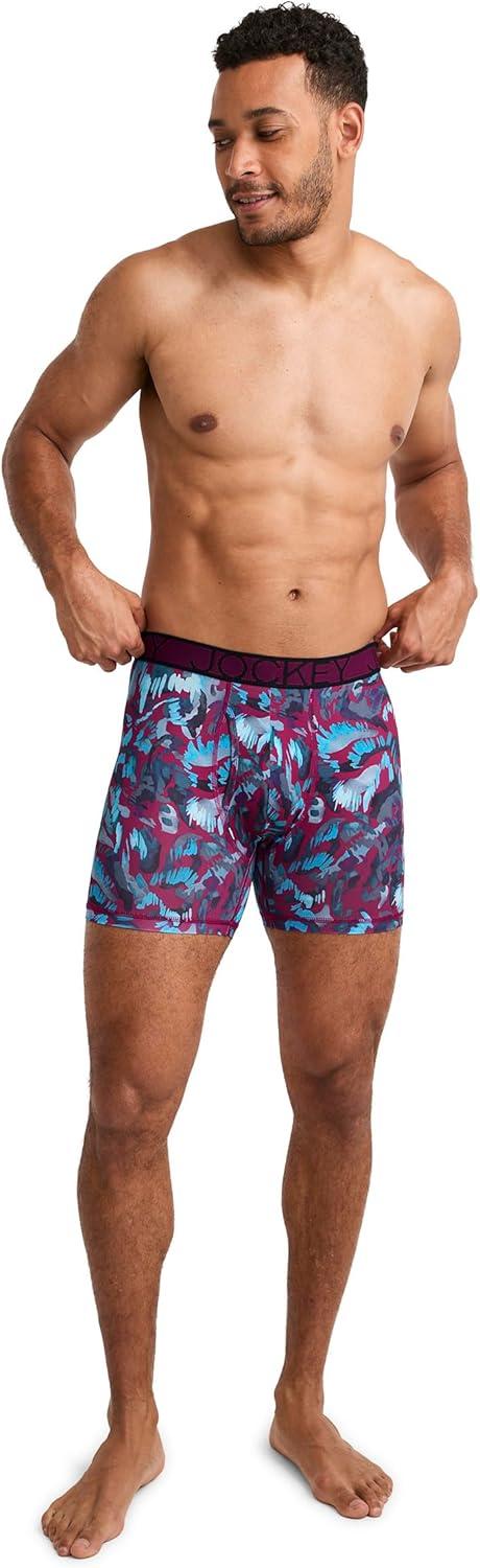 imageJockey Mens Underwear Active Microfiber 5 Boxer BriefLarge Camo