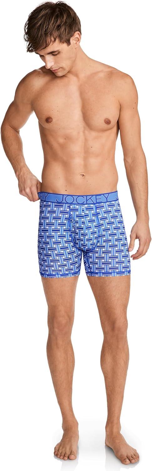 imageJockey Mens Underwear Active Microfiber 5 Boxer BriefLawn Weave