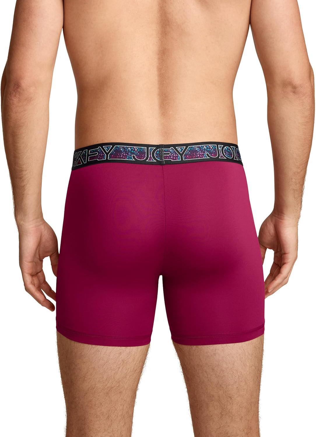 imageJockey Mens Underwear Active Microfiber 5 Boxer BriefMajestic Berry