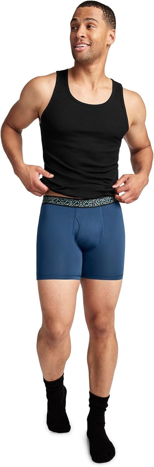 imageJockey Mens Underwear Active Microfiber 5 Boxer BriefNocturne Blue
