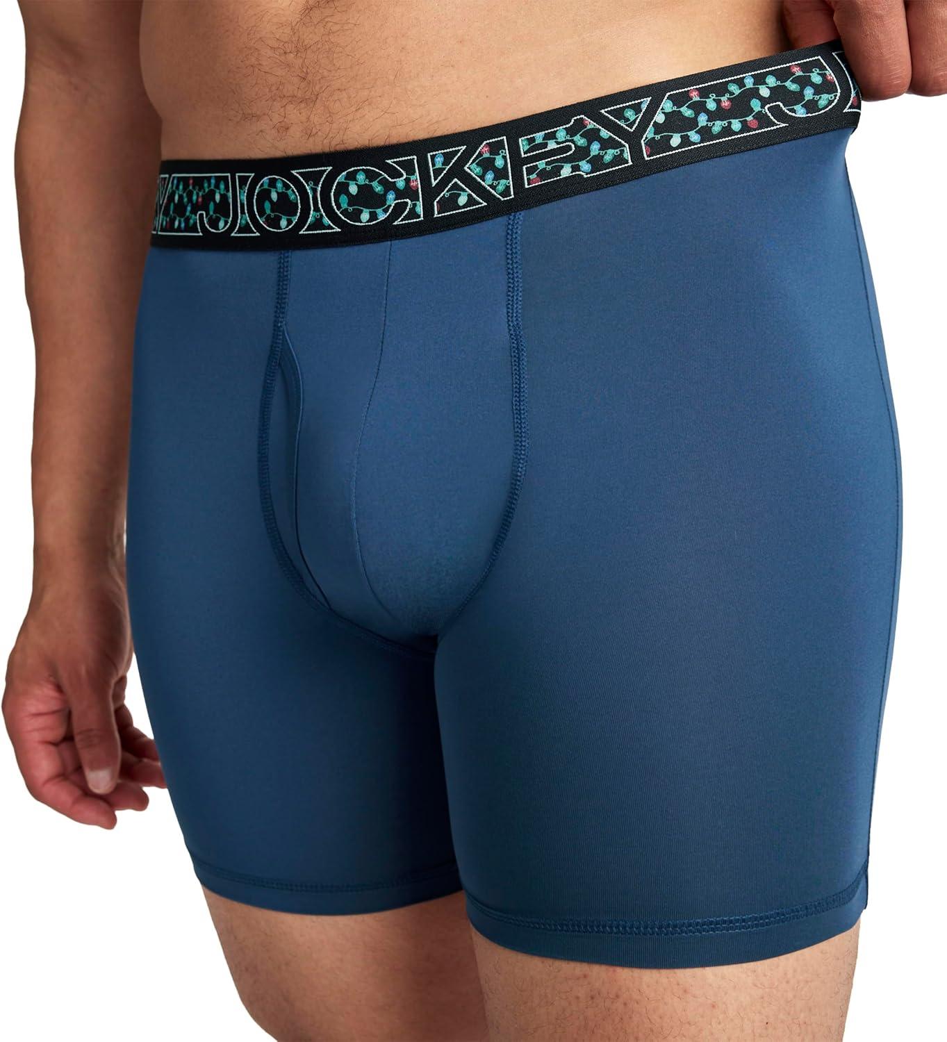 imageJockey Mens Underwear Active Microfiber 5 Boxer BriefNocturne Blue