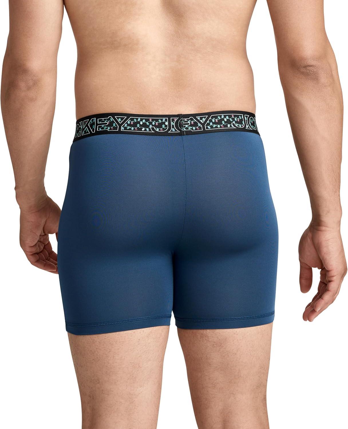 imageJockey Mens Underwear Active Microfiber 5 Boxer BriefNocturne Blue