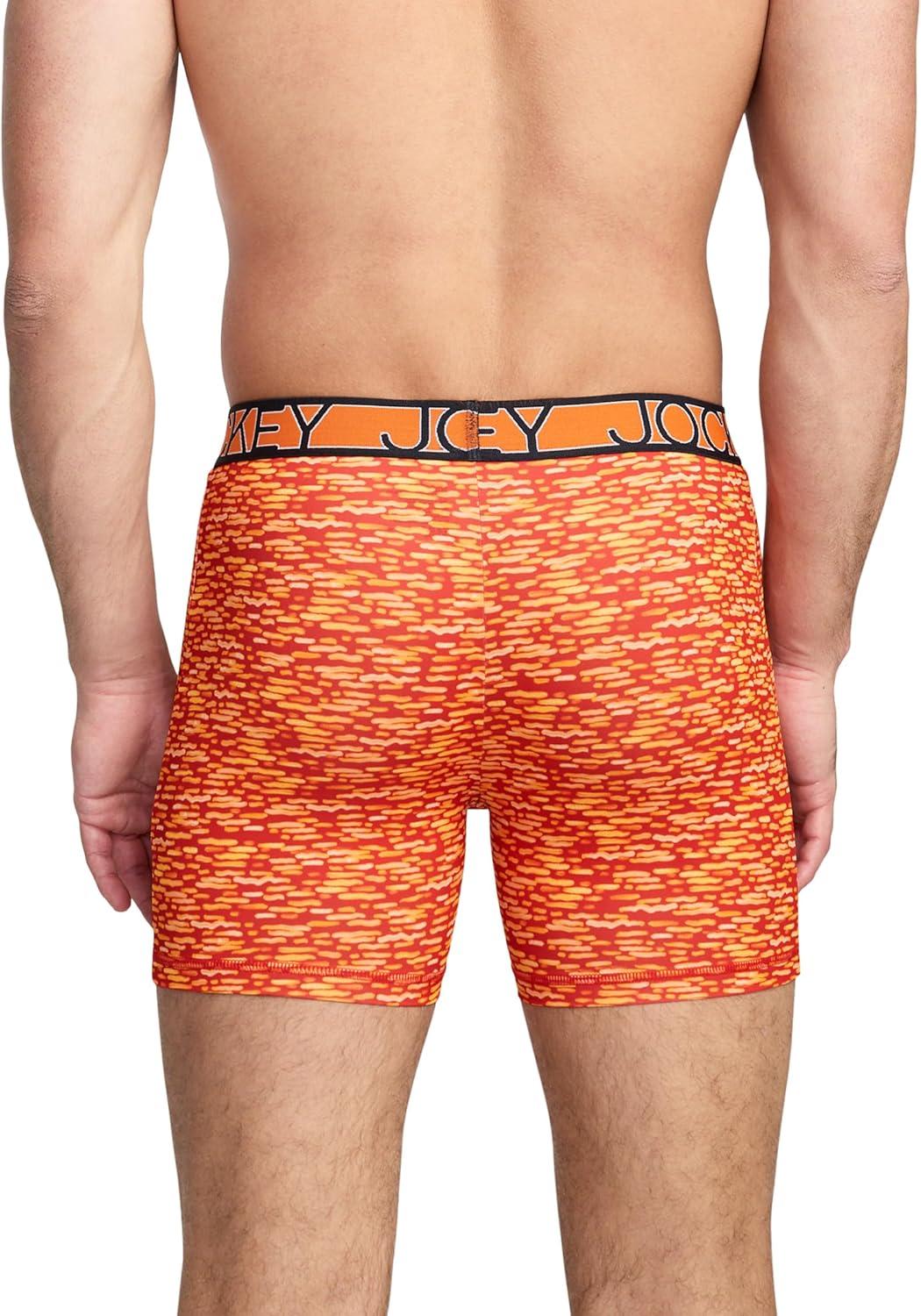 imageJockey Mens Underwear Active Microfiber 5 Boxer BriefOrange Waves