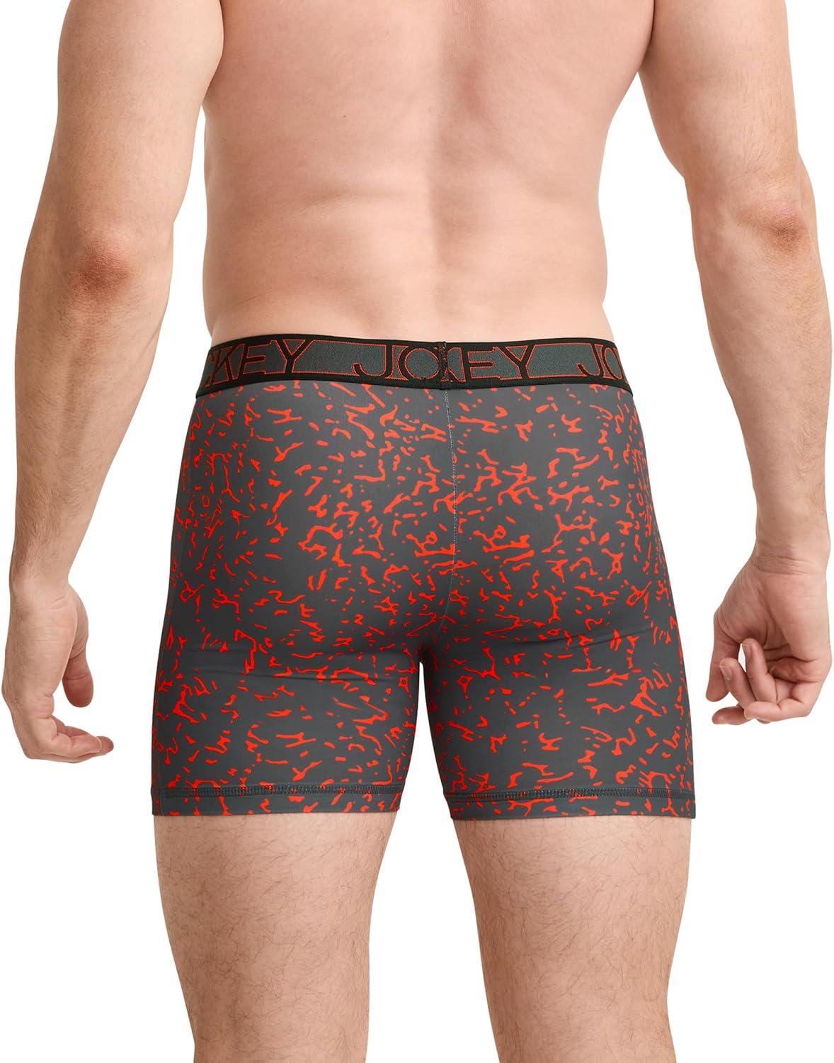 imageJockey Mens Underwear Active Microfiber 5 Boxer BriefRed Branch