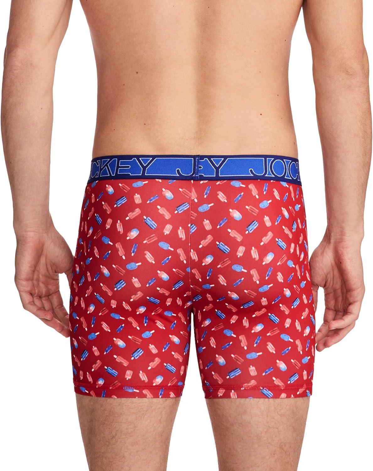 imageJockey Mens Underwear Active Microfiber 5 Boxer BriefRed Treats
